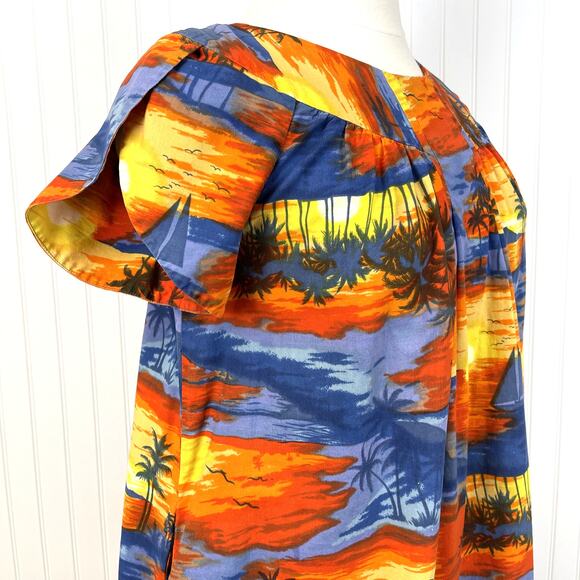 VTG Pacific Isle Creations of Hawaii Womens 20 Muu Muu Dress Sunset Tropical USA - Picture 3 of 11